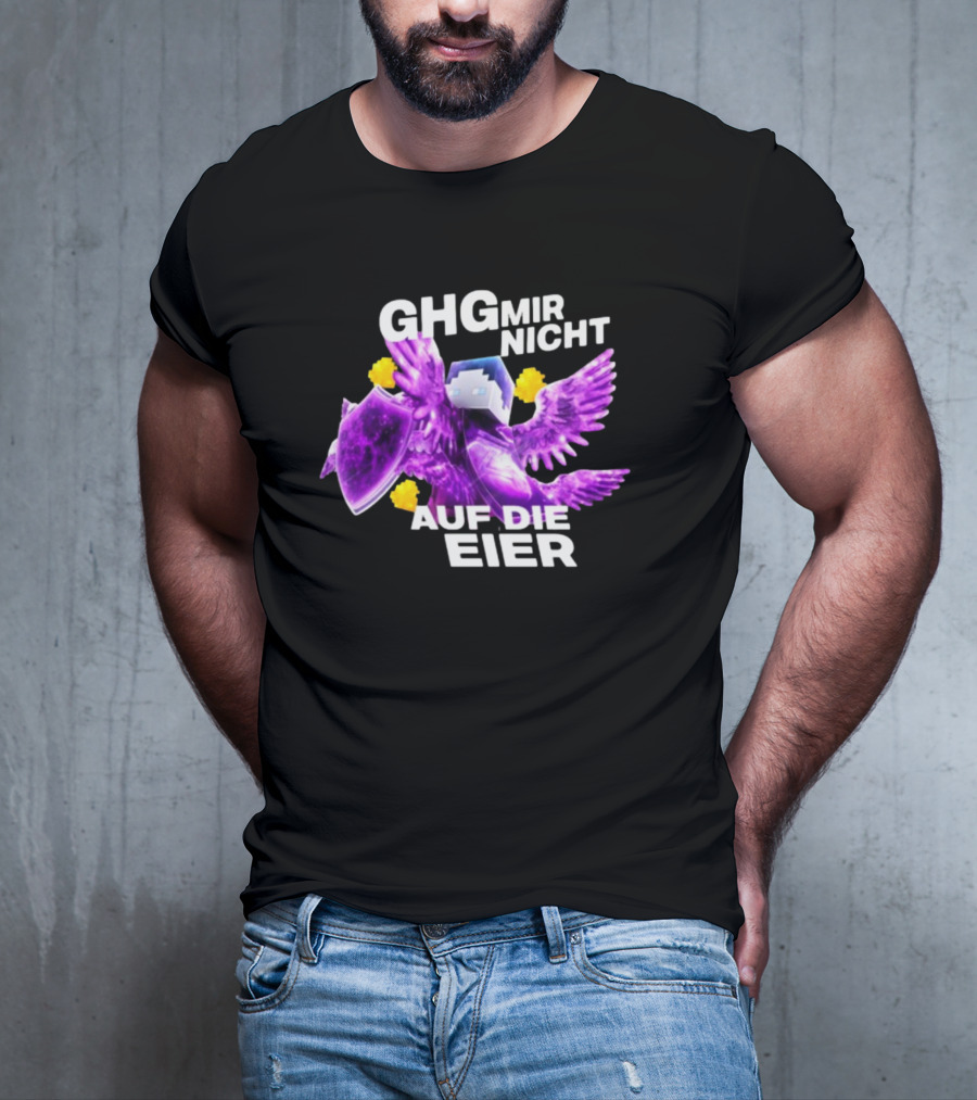 GHG Mir Nicht Auf Die Eier Minecraft Bird Shield Purple T-Shirt