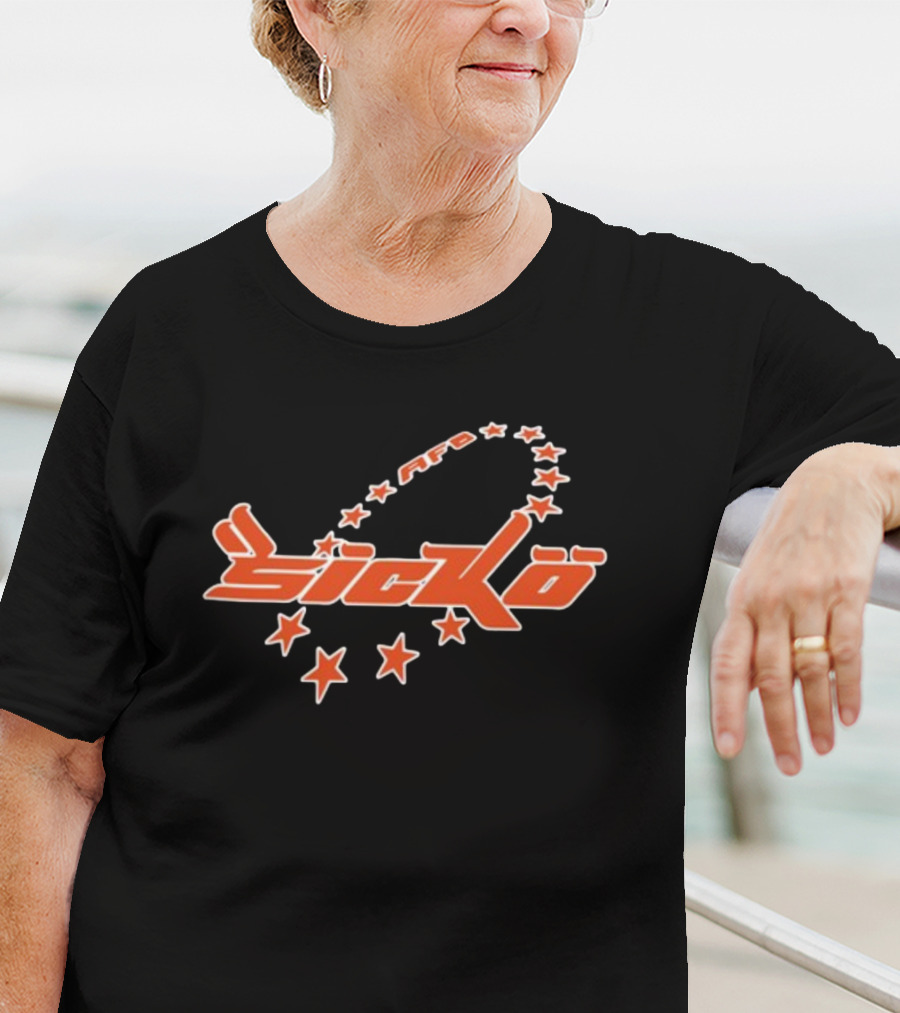 Afb Sicko Stars Bold Red Text With Curved Star T-Shirt