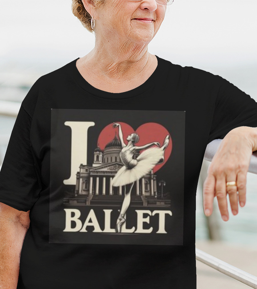 Artelize I Love Ballet Elegant Ballerina With Historic Architecture T-Shirt