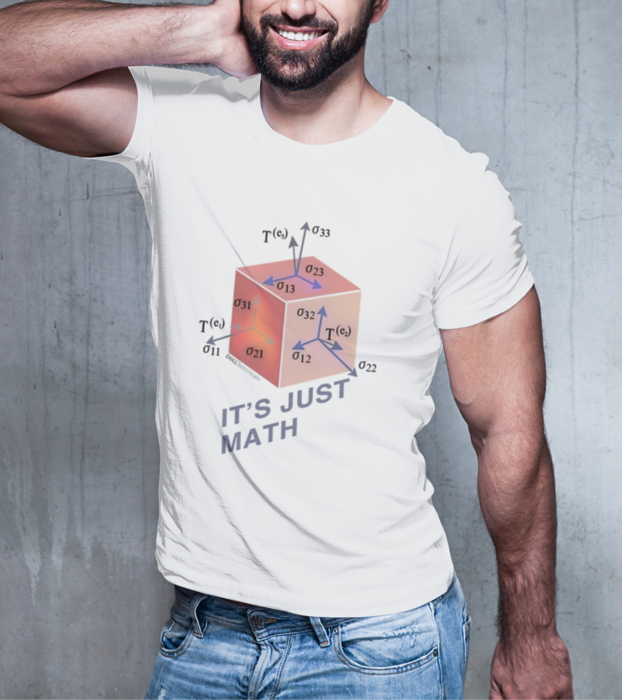 Jeff Clarke Wearing It's Just Math Physics Cube Tensor Notation T-Shirt
