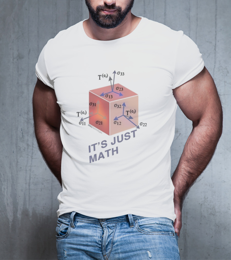 Jeff Clarke Wearing It's Just Math Physics Cube Tensor Notation T-Shirt