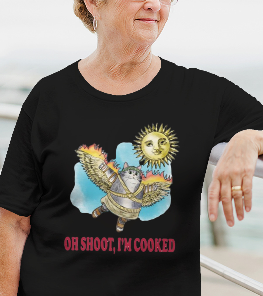 Oh Shoot I'm Cooked Flying Cat With Wings Near Sun T-Shirt