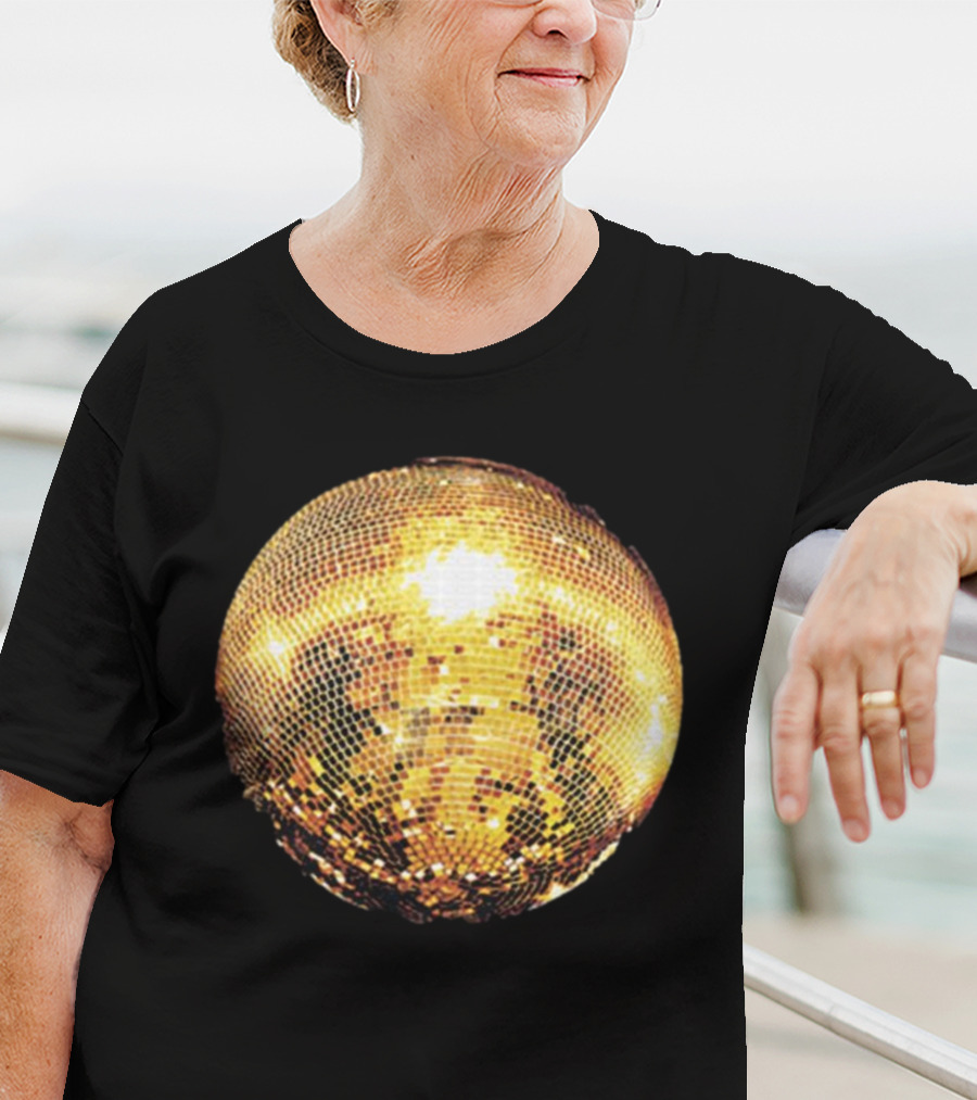 Gold Disco Ball Vintage 90s Shine Reflective Party T-Shirt