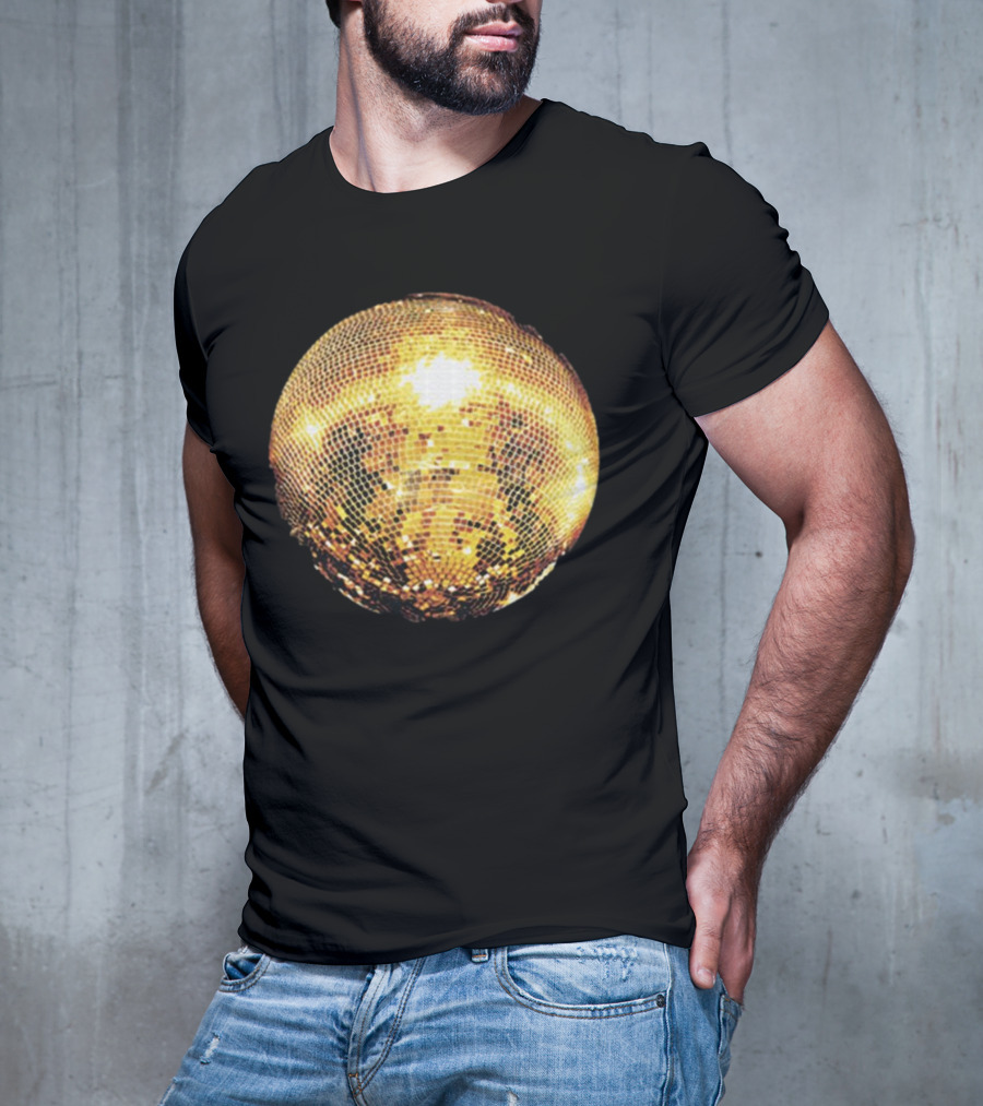 Gold Disco Ball Vintage 90s Shine Reflective Party T-Shirt