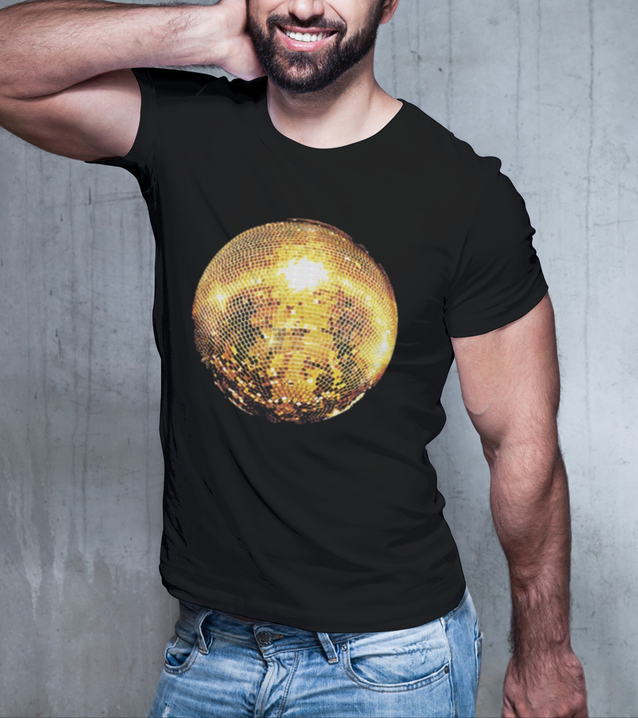 Gold Disco Ball Vintage 90s Shine Reflective Party T-Shirt