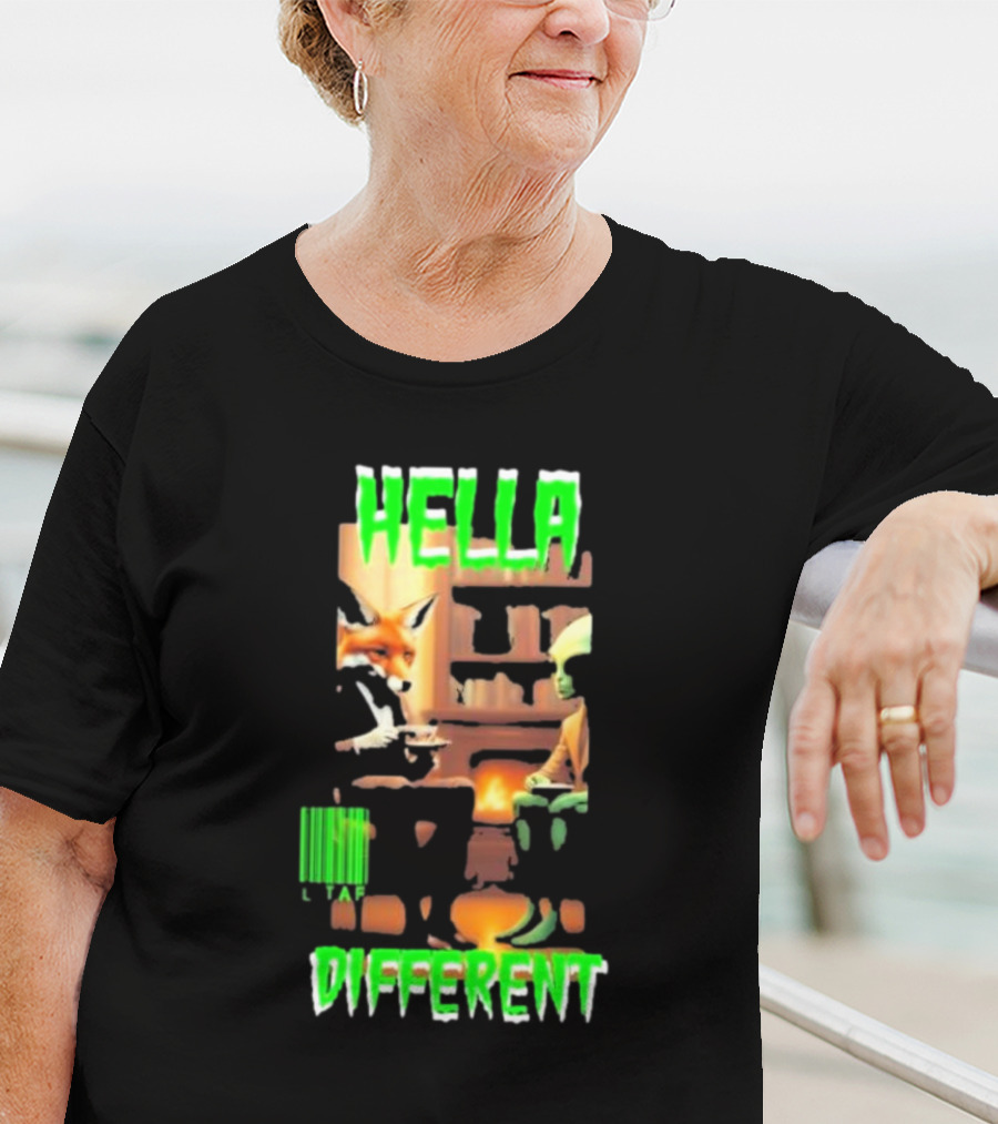 Hella Different Fox And Alien Enjoying A Spot Of Tea T-Shirt