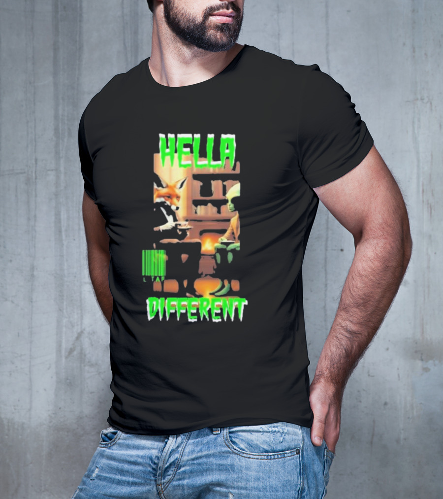 Hella Different Fox And Alien Enjoying A Spot Of Tea T-Shirt