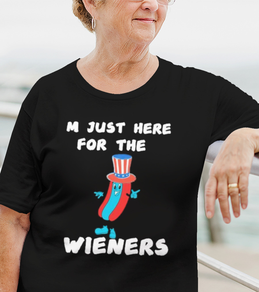 I'm Just Here For The Wieners Hot Dog Uncle Sam Hat T-Shirt