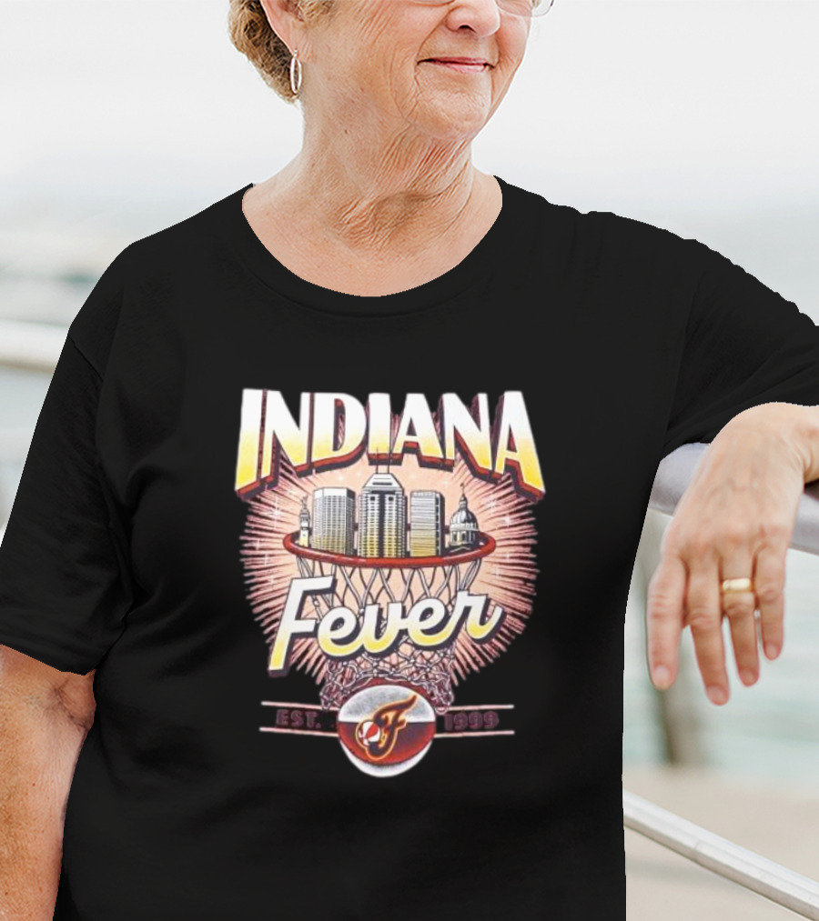 Indiana Fever Basketball City Established 1999 Skyline Hoops T-Shirt