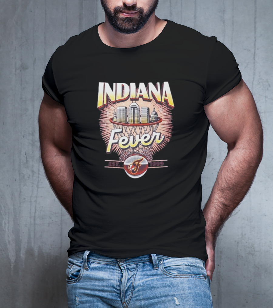 Indiana Fever Basketball City Established 1999 Skyline Hoops T-Shirt