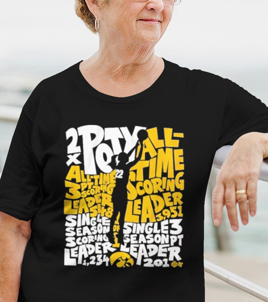 Caitlin Clark 2x POY All-Time Scoring Leader Iowa Single Season 3 Pt Leader T-Shirt