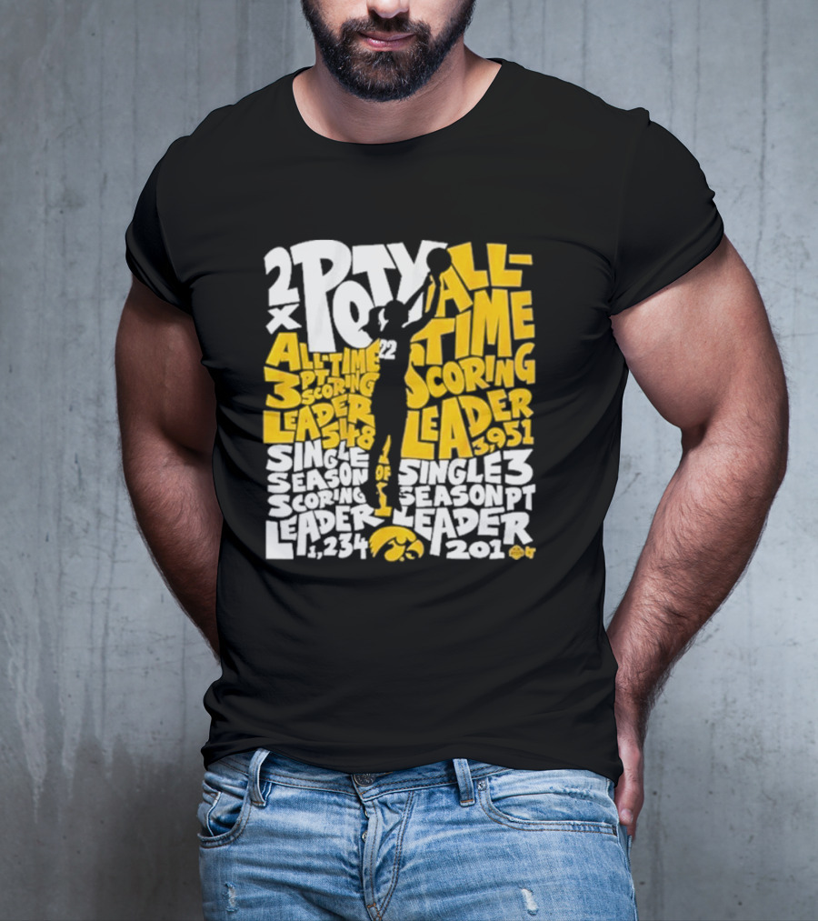 Caitlin Clark 2x POY All-Time Scoring Leader Iowa Single Season 3 Pt Leader T-Shirt
