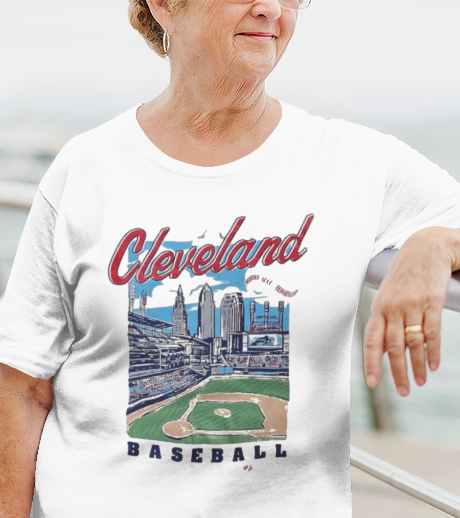 Cleveland Baseball Skyline Stadium Scene T-Shirt