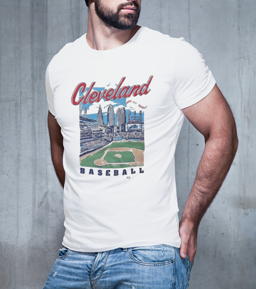 Cleveland Baseball Skyline Stadium Scene T-Shirt