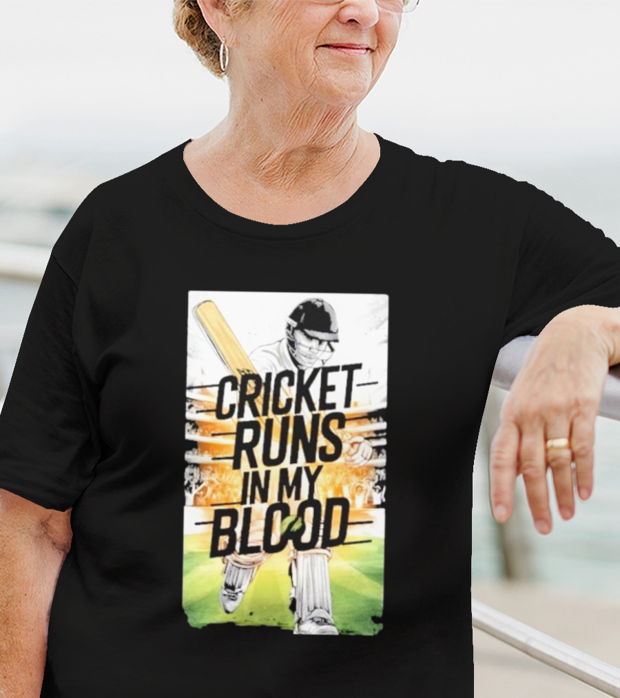 Cricket Runs In My Blood Batting Passion T-Shirt