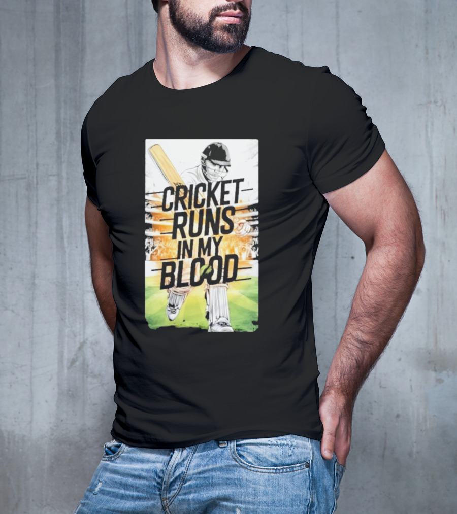 Cricket Runs In My Blood Batting Passion T-Shirt