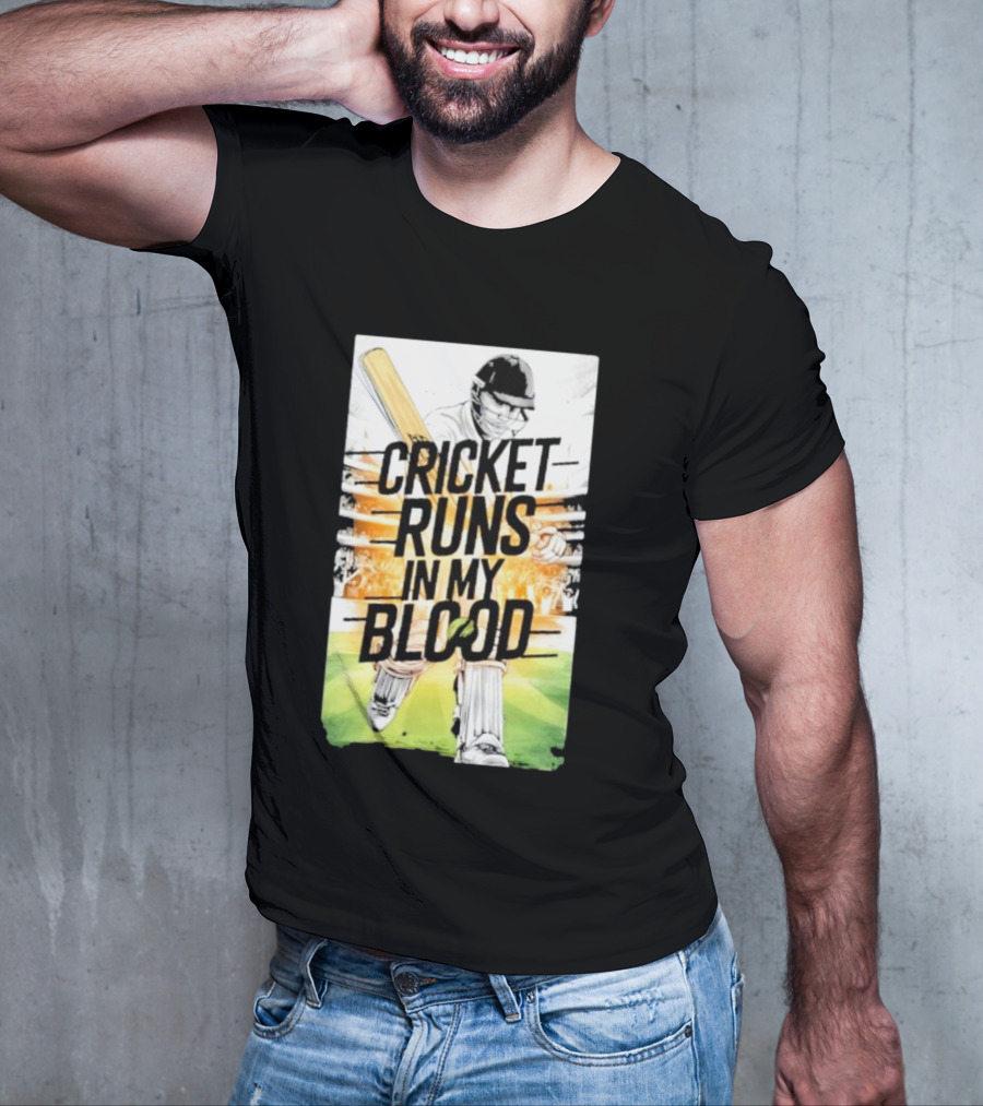 Cricket Runs In My Blood Batting Passion T-Shirt