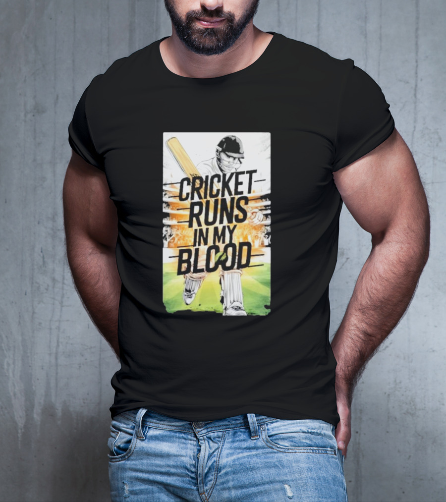 Cricket Runs In My Blood Batting Passion T-Shirt