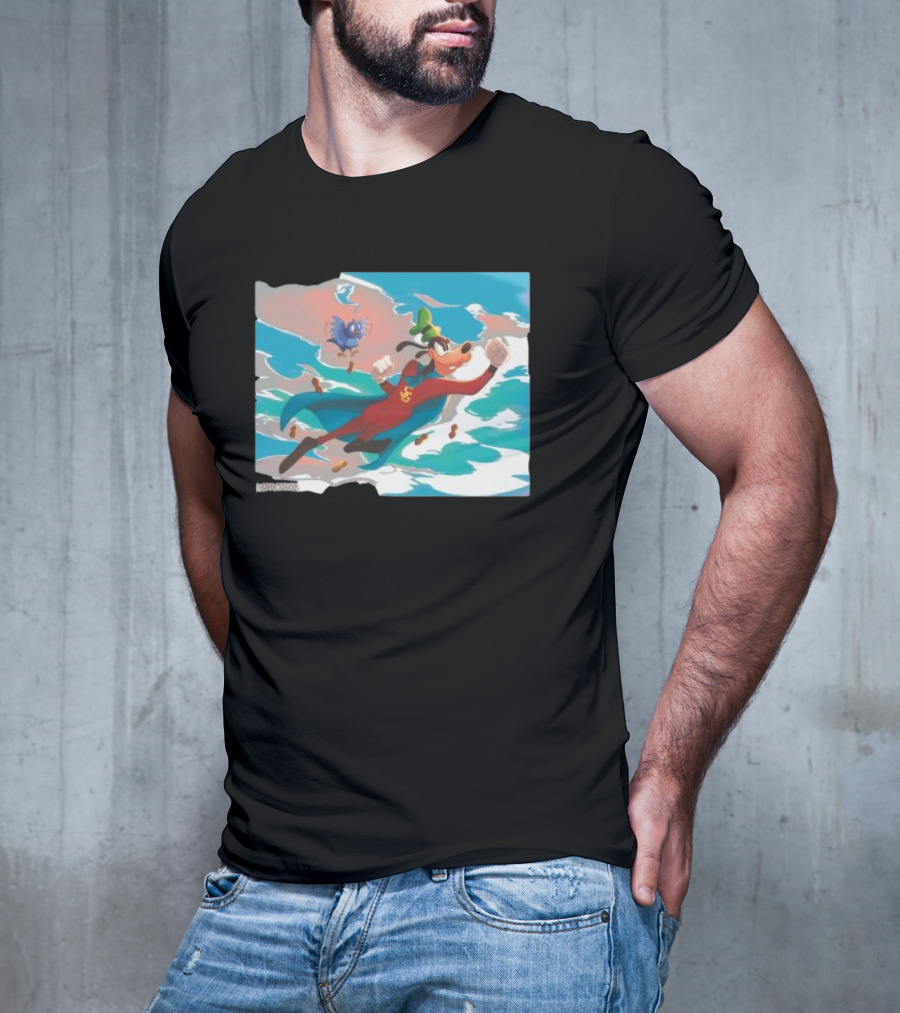 Disney Lorcana Super Goof Flying Hero Dog Adventure With Blue Bird Companion T-Shirt