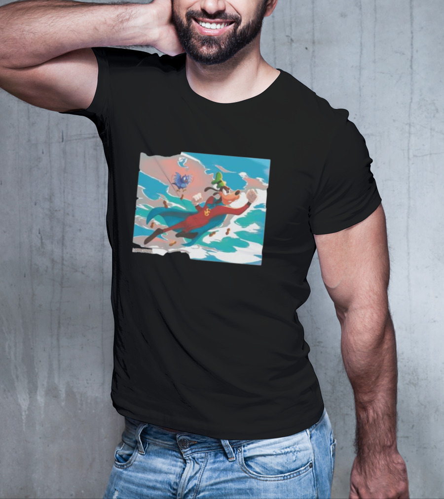 Disney Lorcana Super Goof Flying Hero Dog Adventure With Blue Bird Companion T-Shirt