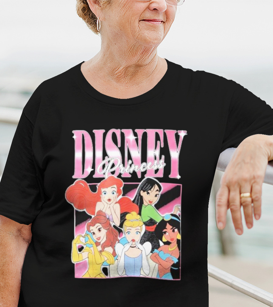 Disney Princess Group Ariel Belle Cinderella Jasmine Mulan T-Shirt
