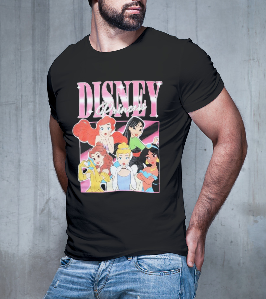Disney Princess Group Ariel Belle Cinderella Jasmine Mulan T-Shirt