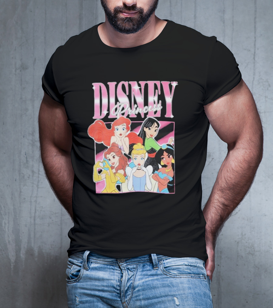 Disney Princess Group Ariel Belle Cinderella Jasmine Mulan T-Shirt