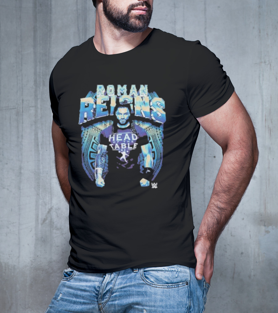 Roman Reigns Head Of The Table WWE Blue Warrior T-Shirt