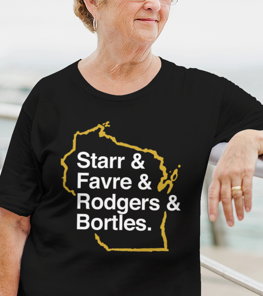 Starr Favre Rodgers Bortles Wisconsin Outline T-Shirt