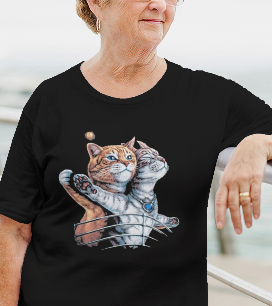 Titanic Cats Jack And Rose Paws On Ship's Bow T-Shirt