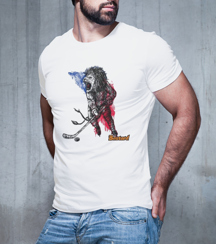 Vtipné Hokejové Potisky Bastard Lví Hokejista Trikolora T-Shirt