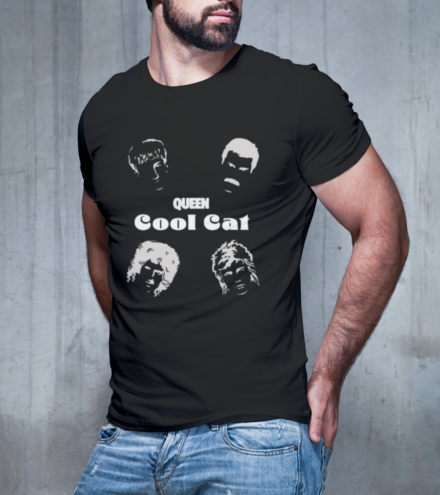 Queen Cool Cat Silhouette Faces T-Shirt