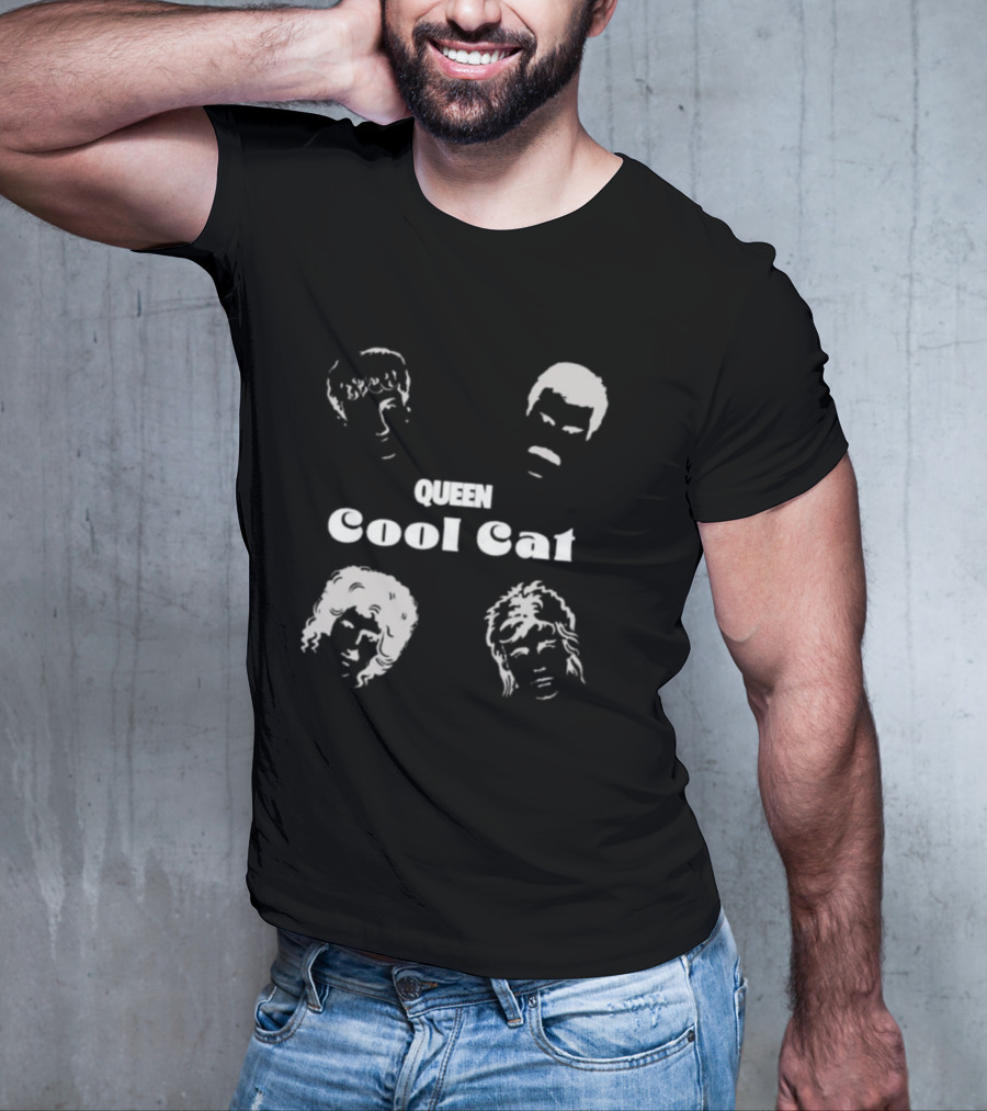 Queen Cool Cat Silhouette Faces T-Shirt