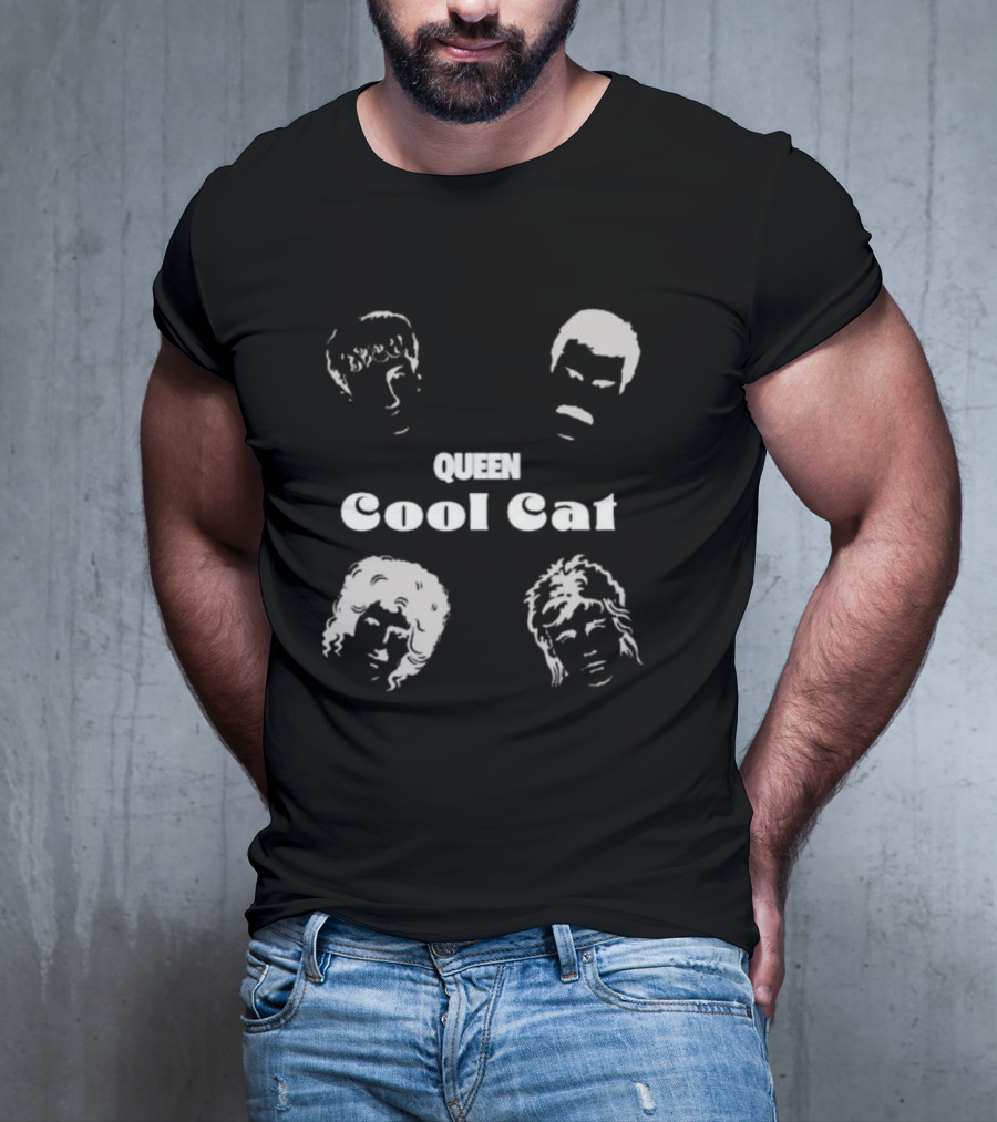 Queen Cool Cat Silhouette Faces T-Shirt