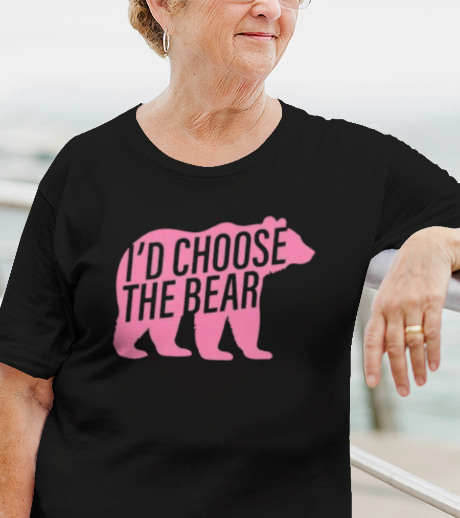 Confettirebels Pink Bear Silhouette I’d Choose The Bear T-Shirt