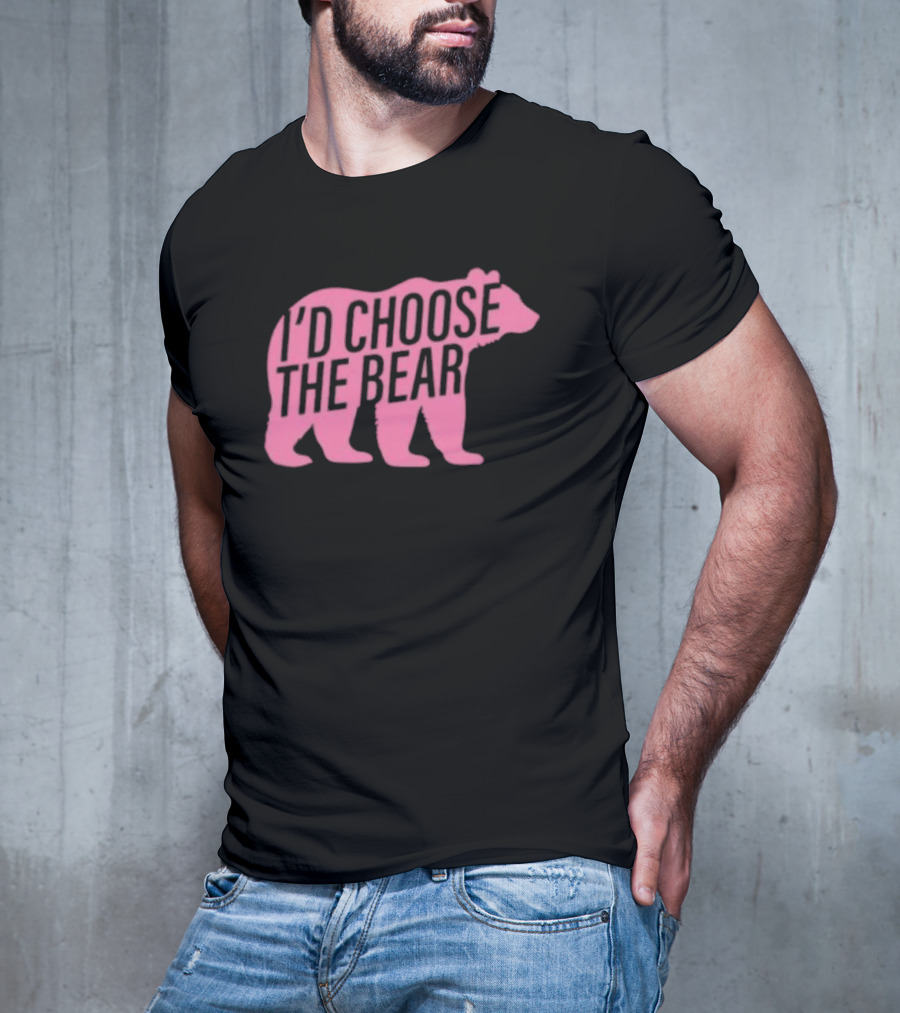 Confettirebels Pink Bear Silhouette I’d Choose The Bear T-Shirt
