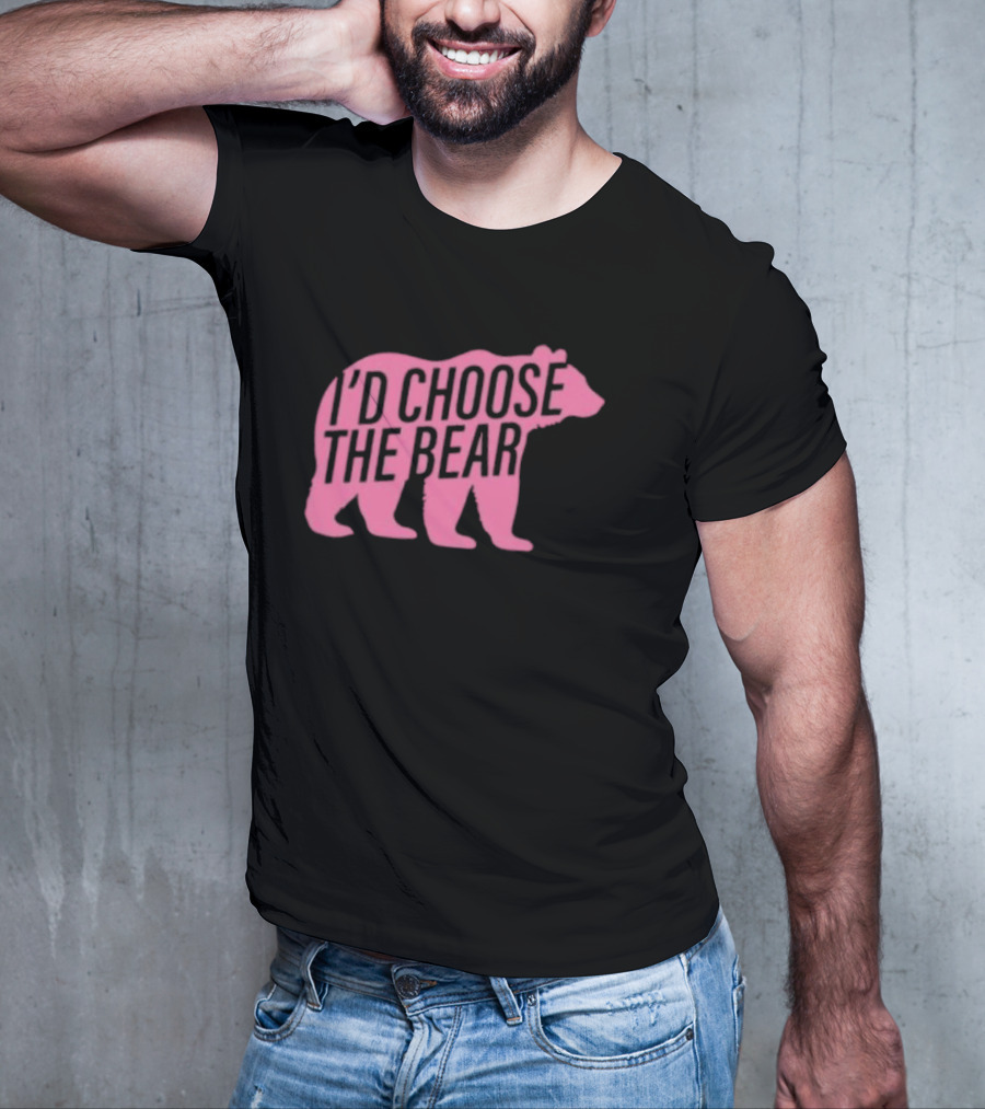 Confettirebels Pink Bear Silhouette I’d Choose The Bear T-Shirt