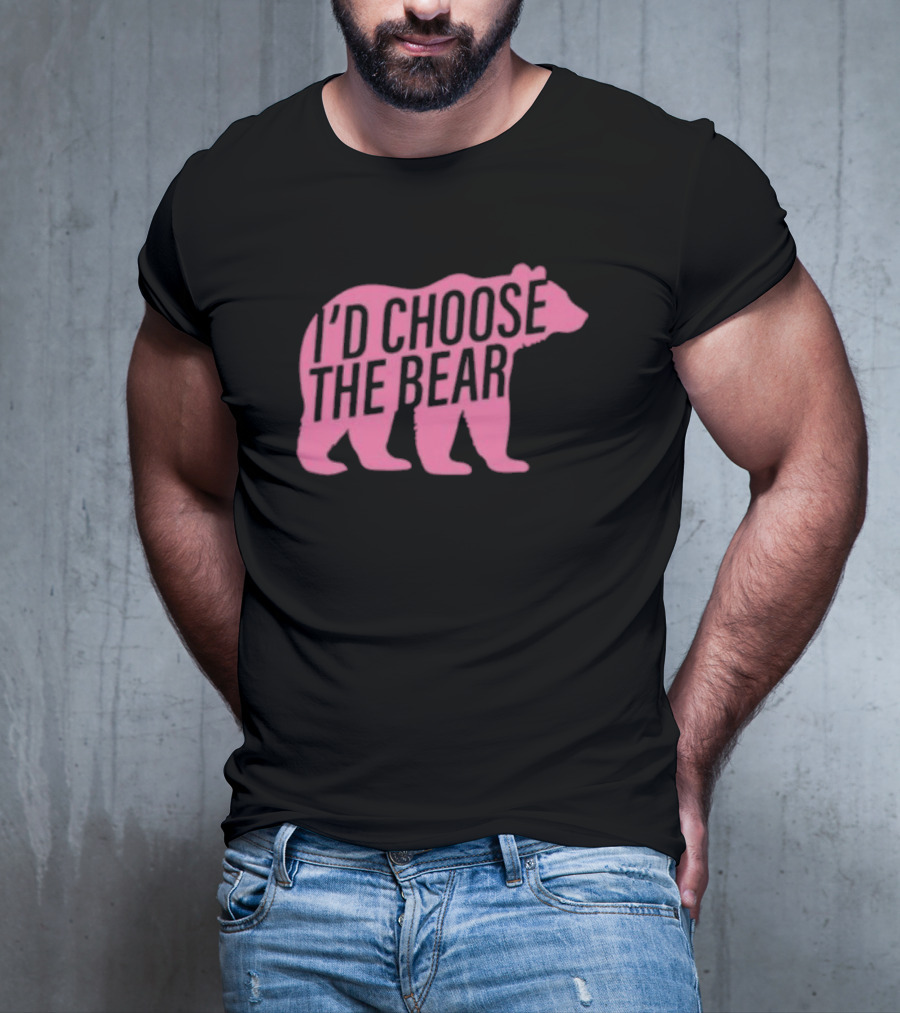 Confettirebels Pink Bear Silhouette I’d Choose The Bear T-Shirt