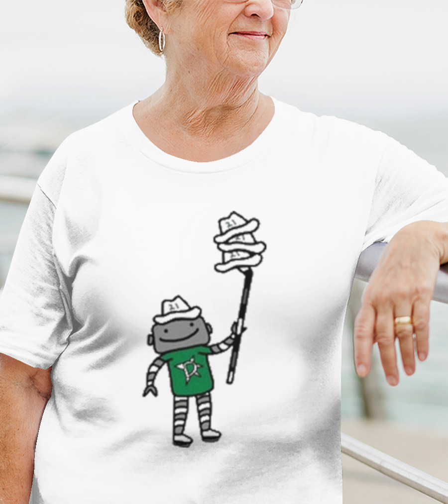 Dallas Stars Robo Hatty Character With Three Hats On Stick T-Shirt