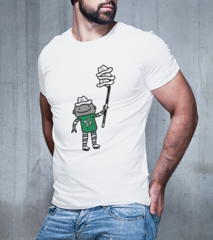 Dallas Stars Robo Hatty Character With Three Hats On Stick T-Shirt