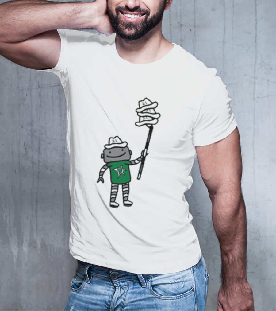 Dallas Stars Robo Hatty Character With Three Hats On Stick T-Shirt