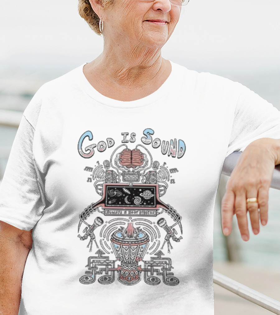 Always A Hoot Studios God Is Sound Abstract Musical T-Shirt