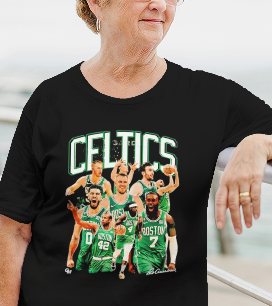 Boston Celtics 23-24 Team Champion Player Images Signature Celtics T-Shirt