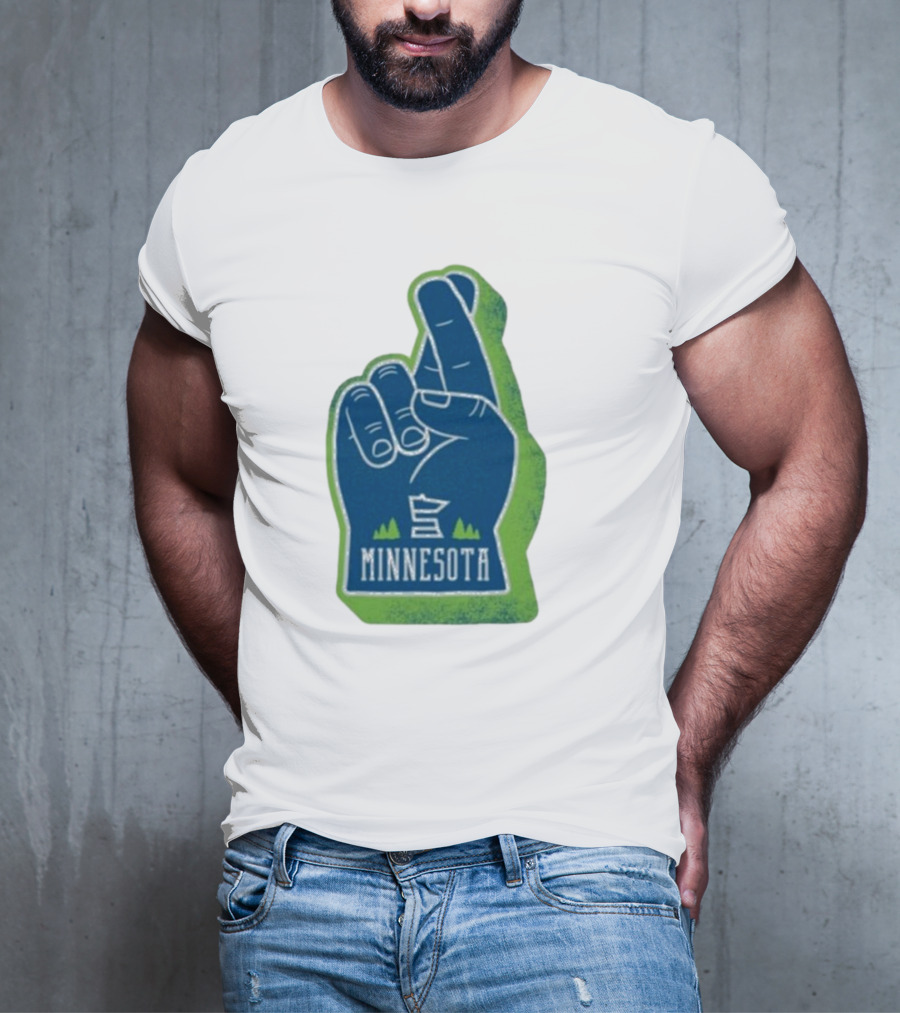 Minnesota Mood Fingers Hand Gesture With State Icon And Trees T-Shirt