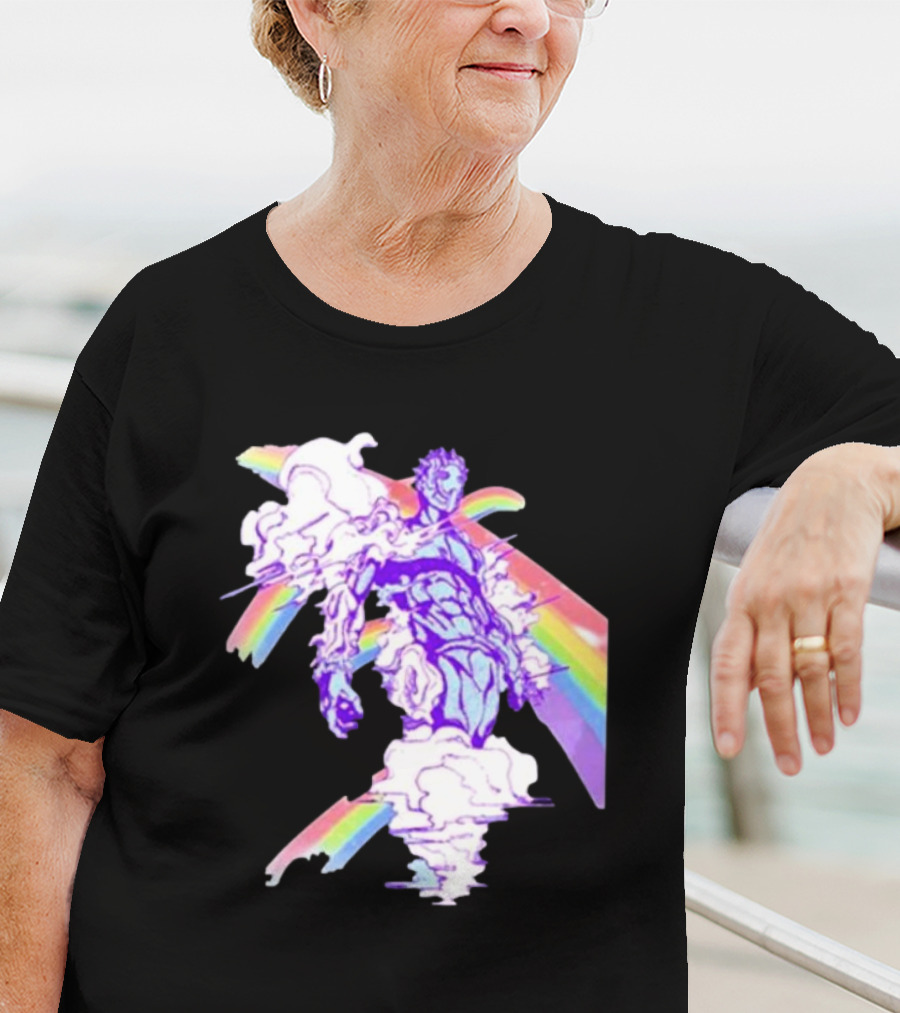 Hoshipieces Weather 9oz Manga Style Purple Cloud Man With Rainbow Elements T-Shirt