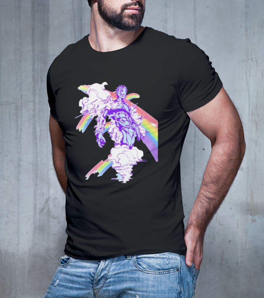 Hoshipieces Weather 9oz Manga Style Purple Cloud Man With Rainbow Elements T-Shirt