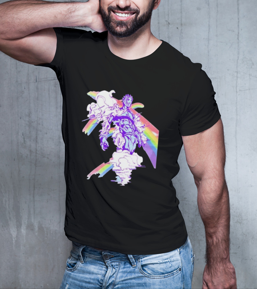 Hoshipieces Weather 9oz Manga Style Purple Cloud Man With Rainbow Elements T-Shirt