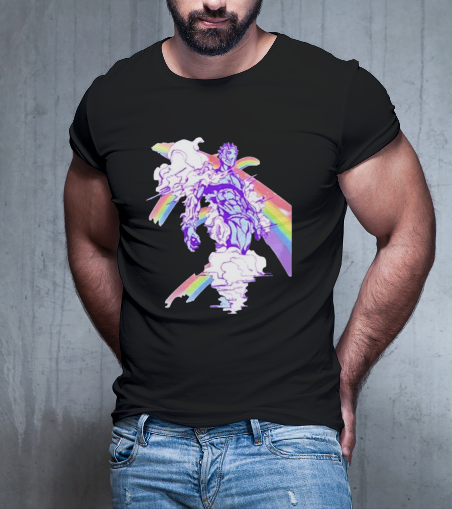 Hoshipieces Weather 9oz Manga Style Purple Cloud Man With Rainbow Elements T-Shirt