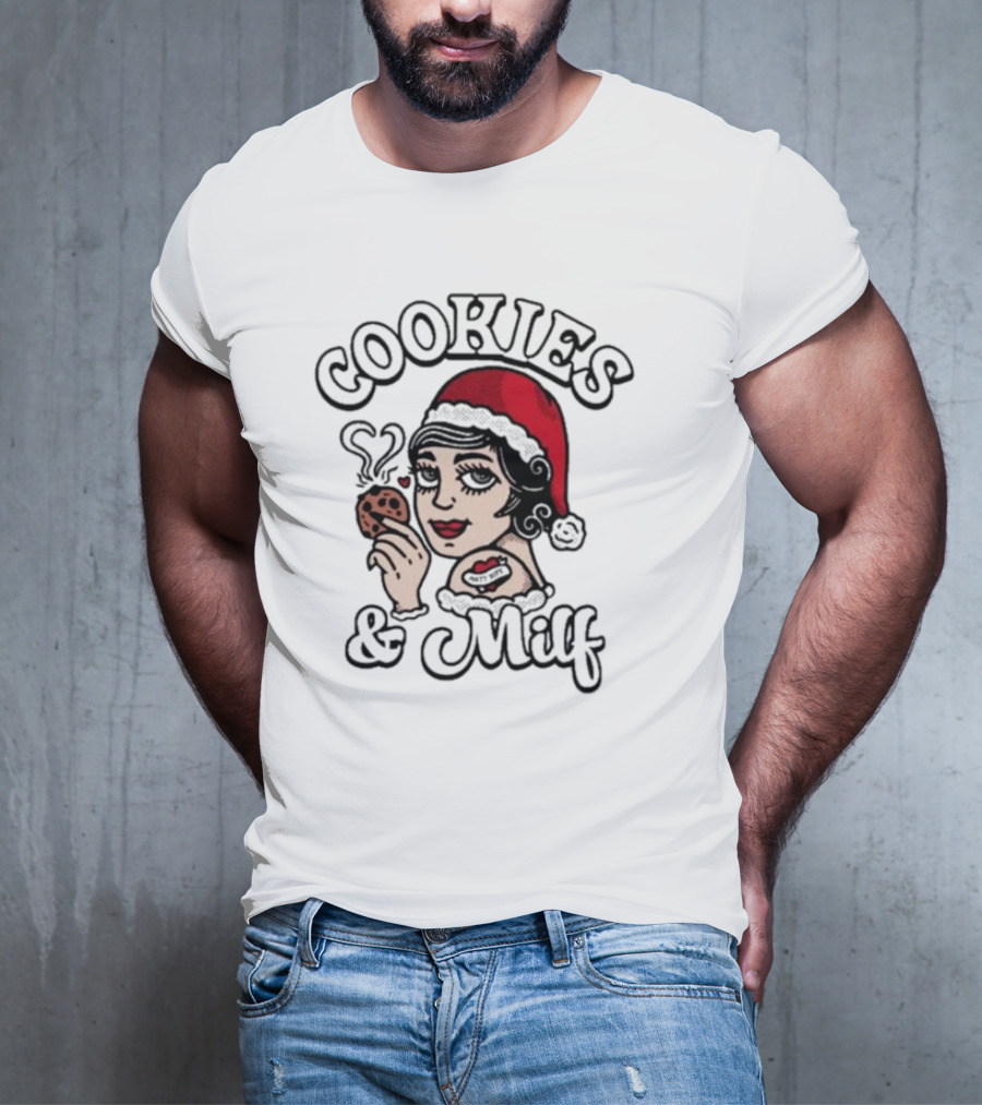 Matt Rife Cookies And Milf Holiday Theme With Santa Hat And Heart Cookie T-Shirt