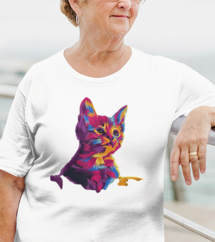 Kitten Colorful Art For Cat Lovers T-Shirt